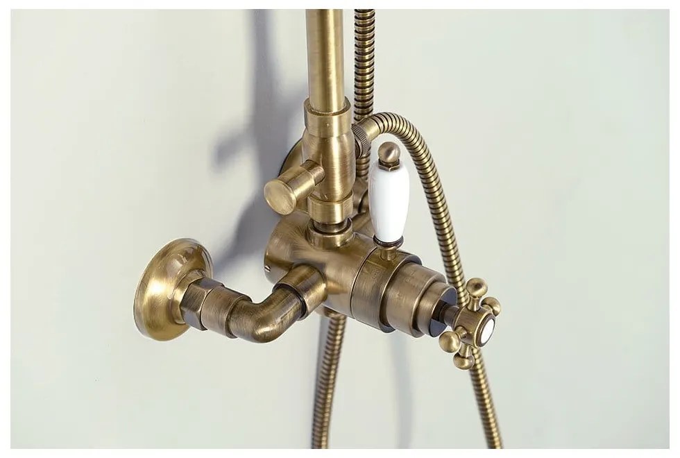 Set de duș în culoarea bronzului din alamă 142 cm cu robinet termostatic cu duș suspendat/cu duș de mână Antea – Sapho