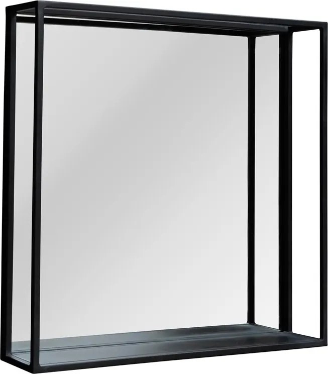 Oglinda de perete, neagra, din metal, Square