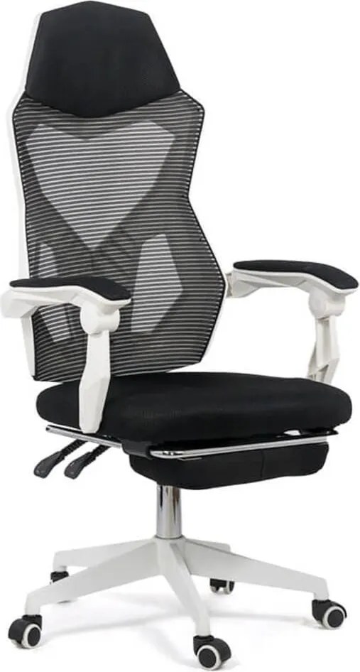 Scaun ergonomic OFF 424 alb, suport picioare și rabatare 130°