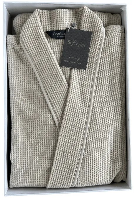 Halat de casă gofrat unisex PIQUE S Bej deschis / Light beige