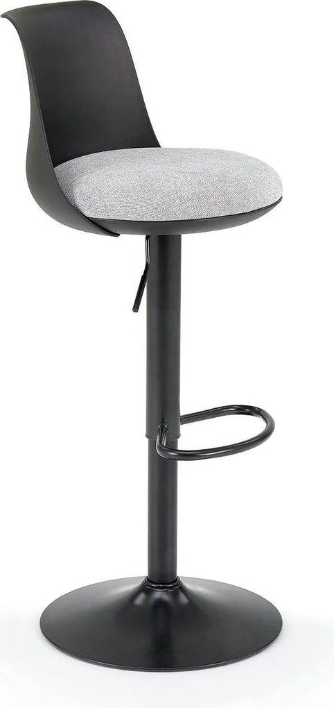 Scaun bar H127, negru/gri, stofa clasica/polipropilena/metal, 40x46x88