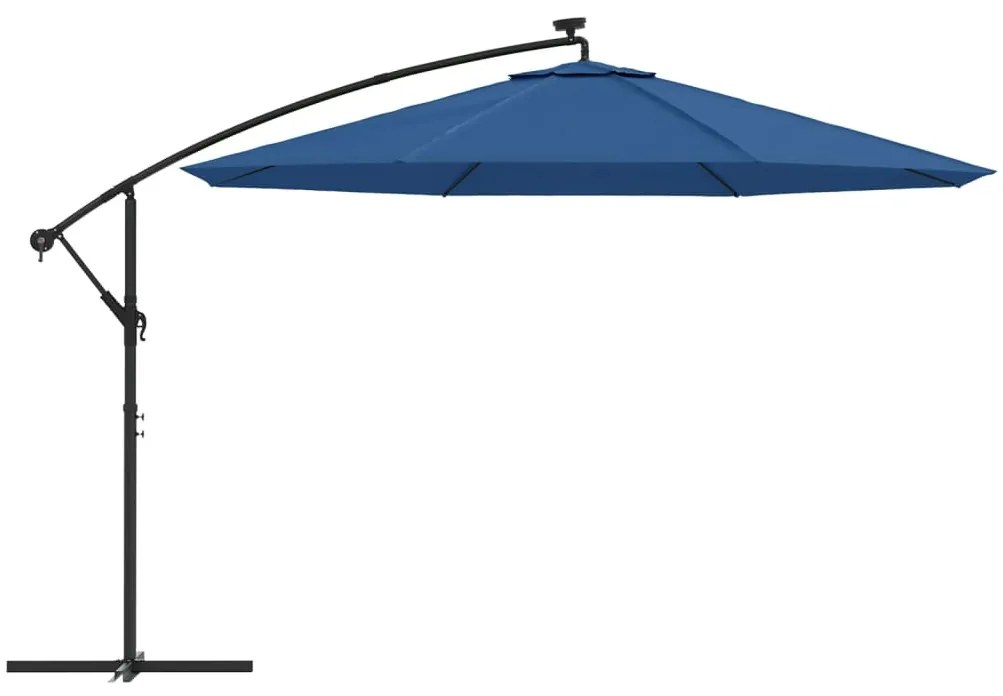 Umbrela in consola cu lumini LED, albastru azuriu, 350 cm azure blue, 350 cm