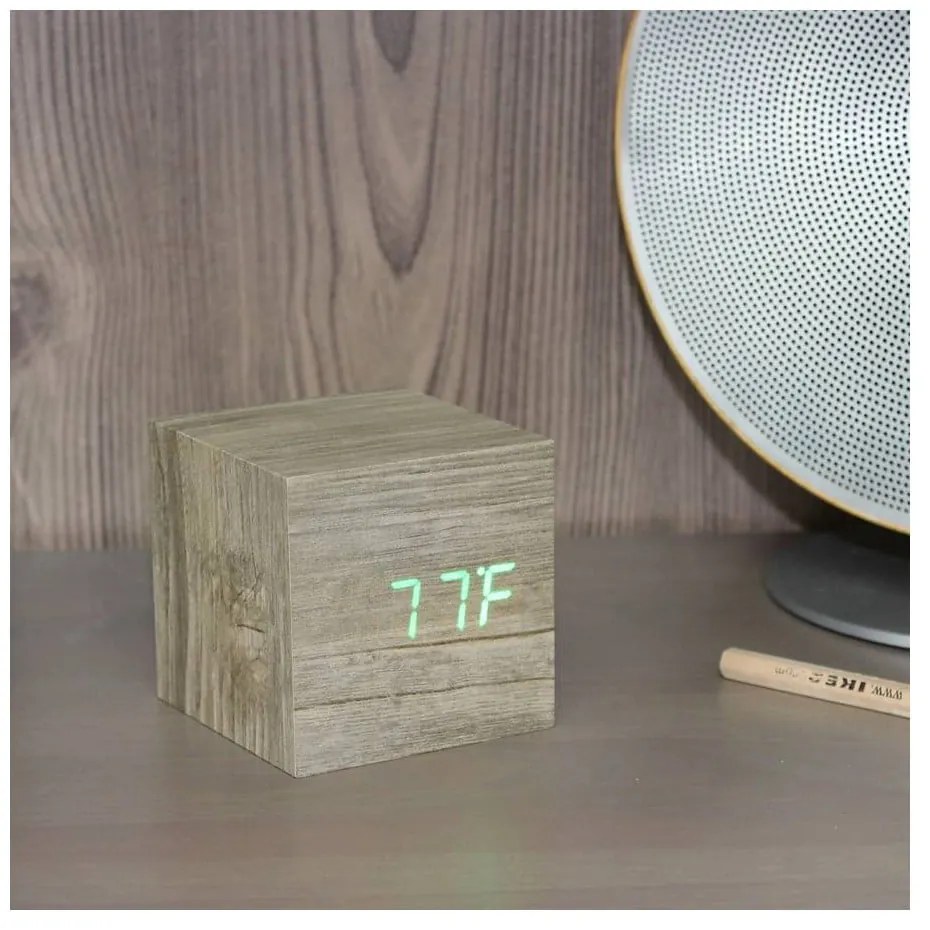 Ceas deșteptător digital Wooden Cube Click – Gingko