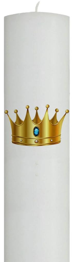 Lumanare Botez Coroana cu albastru 4,5 cm, 30 cm