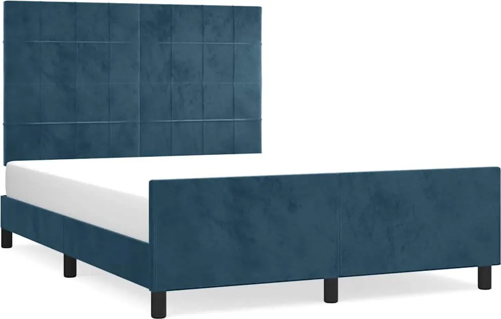vidaXL Cadru de pat fără saltea, albastru închis, 140x190 cm, catifea