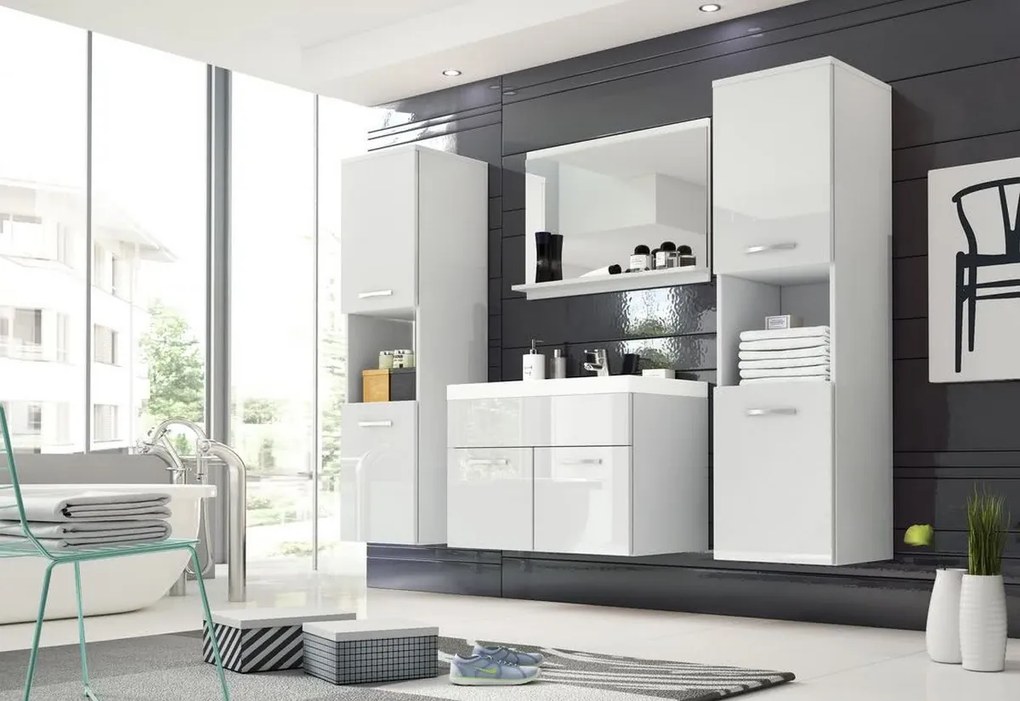 Expedo Set mobilier baie BOTTON XL cu lavor, alb/alb luciu