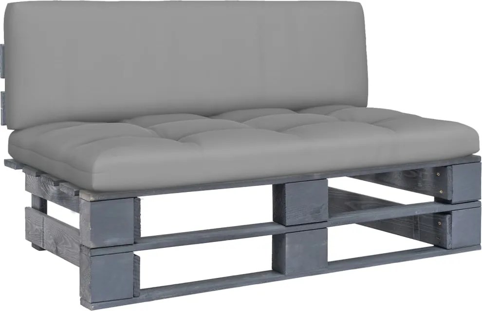 vidaXL Canapea grădină din paleți de mijloc gri lemn pin impregnat