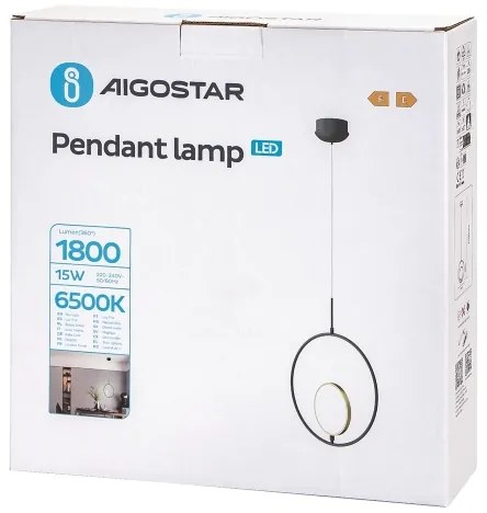 Lustră LED pe cablu Aigostar LED/15W/230V 2700K negru/auriu