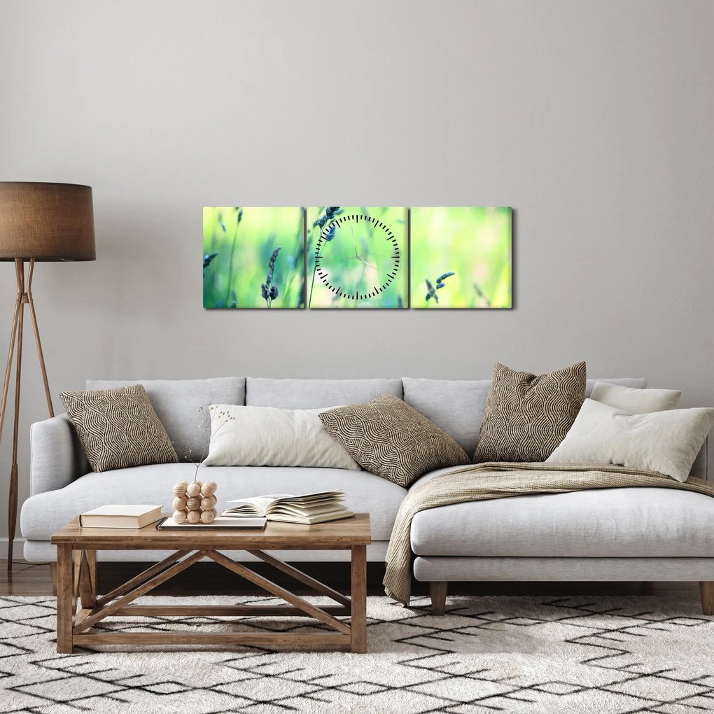 Tablou - Detaliu pajiște (cu ceas) (90x30 cm)