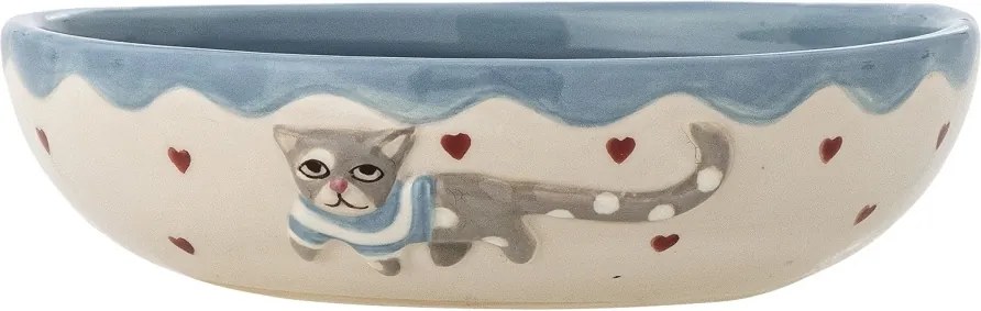 Set 3 piese din ceramică artizanală, multicolor, pictate manual cu pisică și inimi, pentru copii, „Mille"