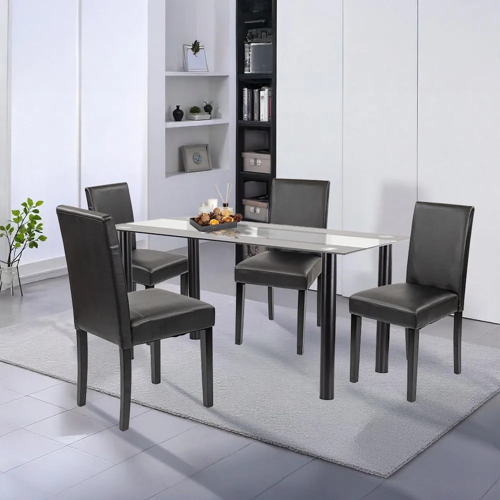 Set de masă Cadiz 4+1 negru-negru