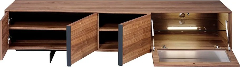 Comoda TV moderna cu design original si iluminat LED Wood