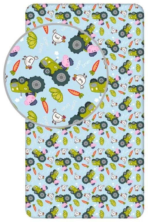 Purcelușa Peppa Cearșaf cu elastic George&#039;s Tractor 90x200 cm