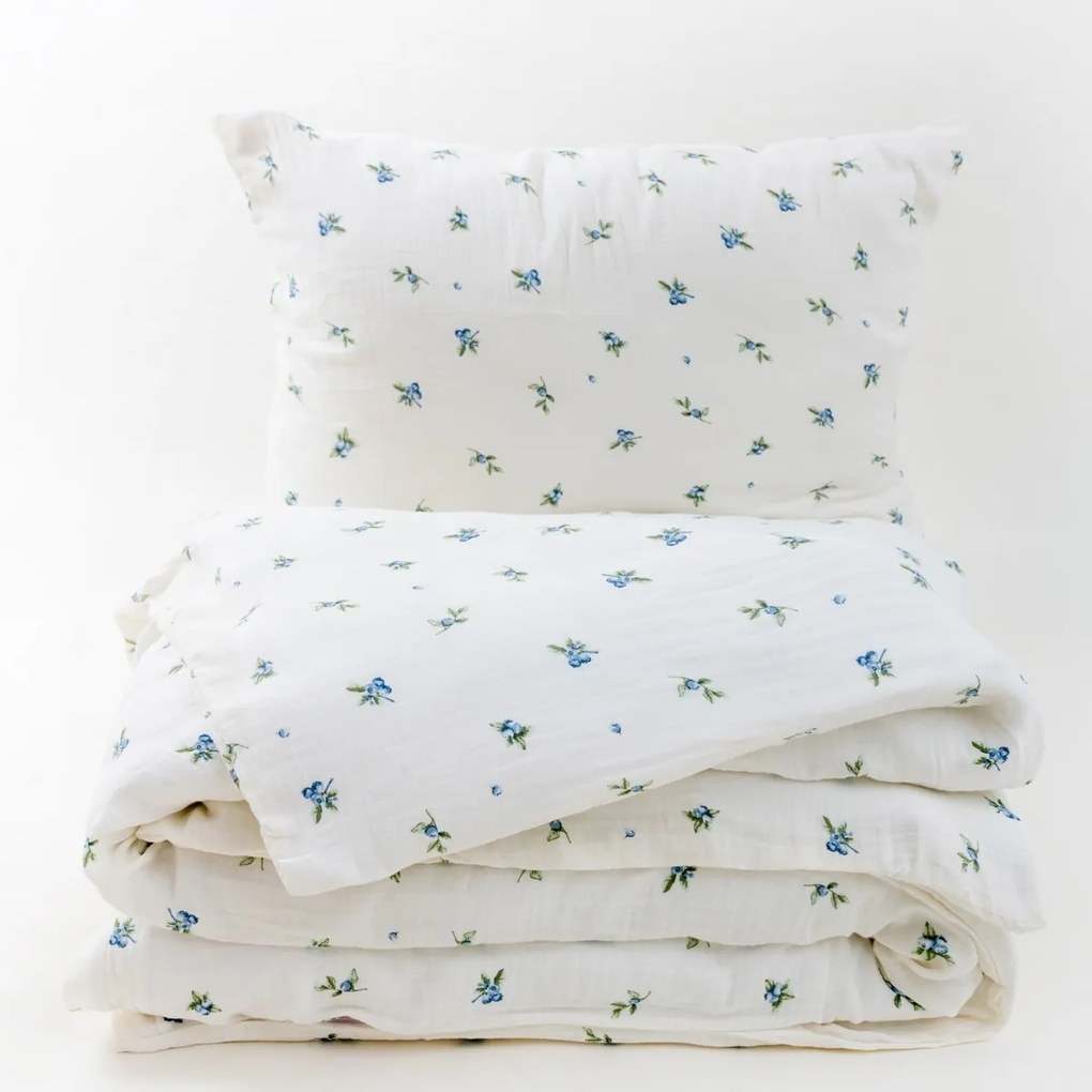 Lenjerie de pat din muselină Matex Afine, 140 x 200 cm, 70 x 90 cm