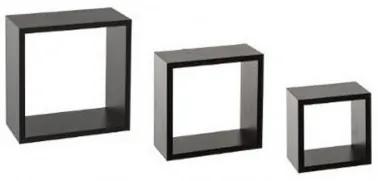 Set 3 rafturi perete Cube S Negru