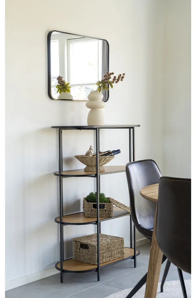 Vita Raft oval, 4 rafturi, efect stejar, cadru negru 85x36x111 cm