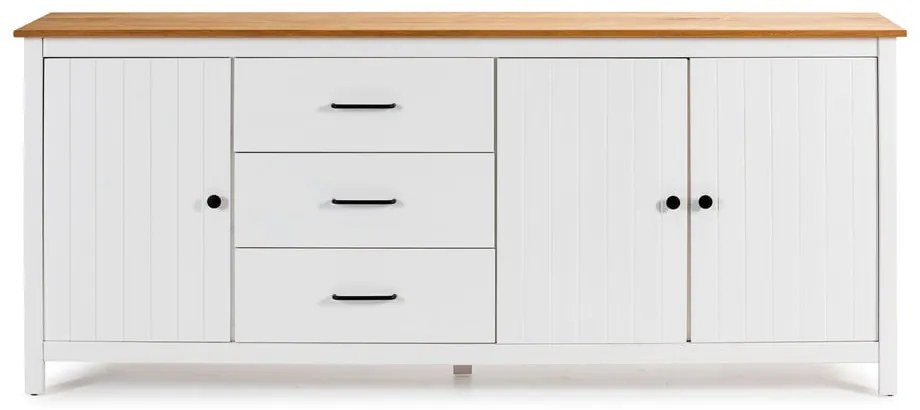 Comodă albă joasă din lemn de pin 190x80 cm Miranda – Marckeric
