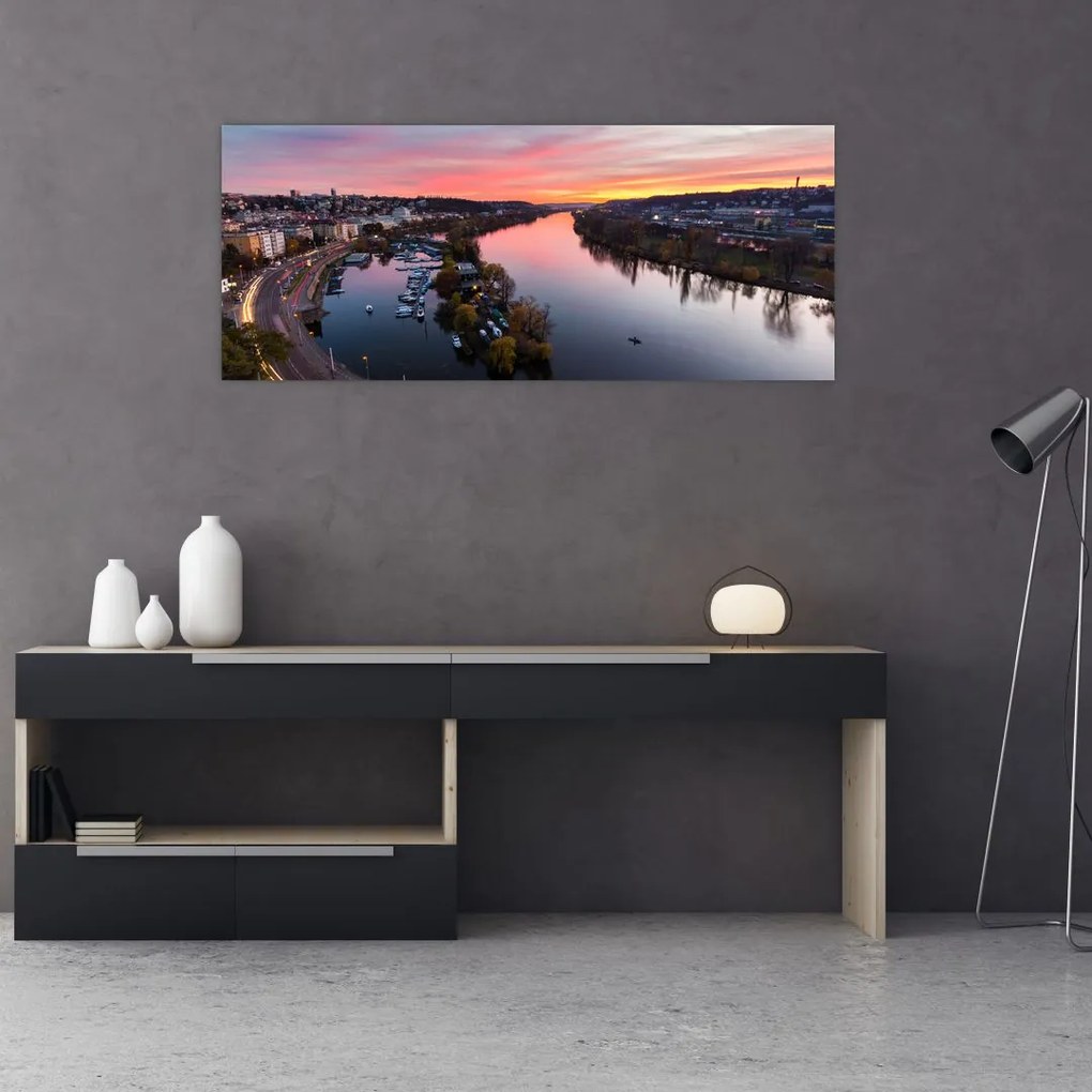 Tablou cu Praga nocturnă (120x50 cm)