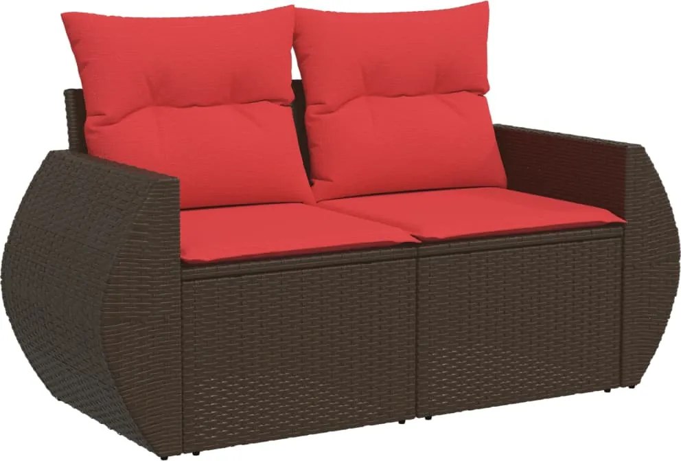 vidaXL Canapea de grădină cu 2 locuri, maro, din poliratan, cu perne