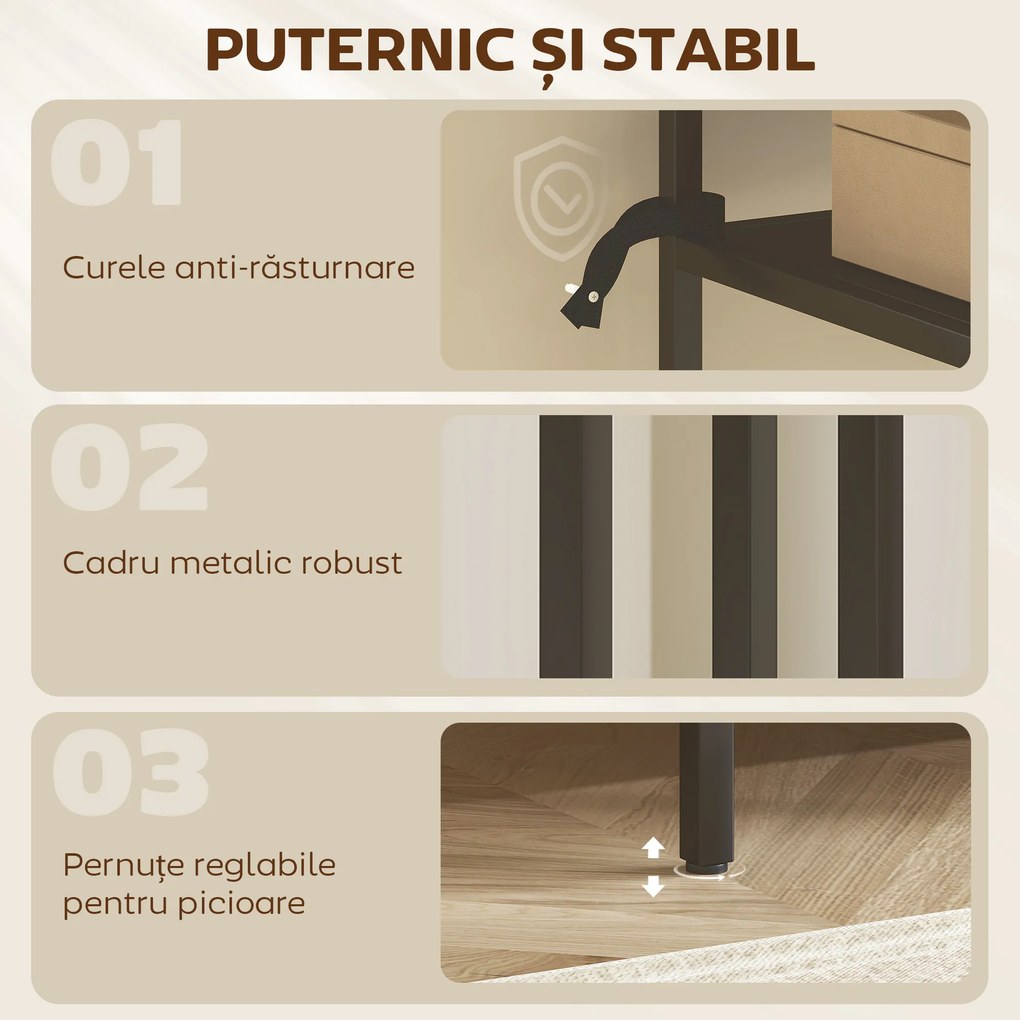 HOMCOM Consolă cu Rafturi Deschise pe 3 Niveluri, din Oțel, 55x30x85 cm, Negru | Aosom Romania