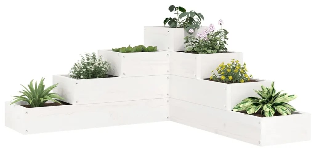 vidaXL Jardinieră grădină 4 niveluri, alb 80,5x79x36 cm lemn masiv pin