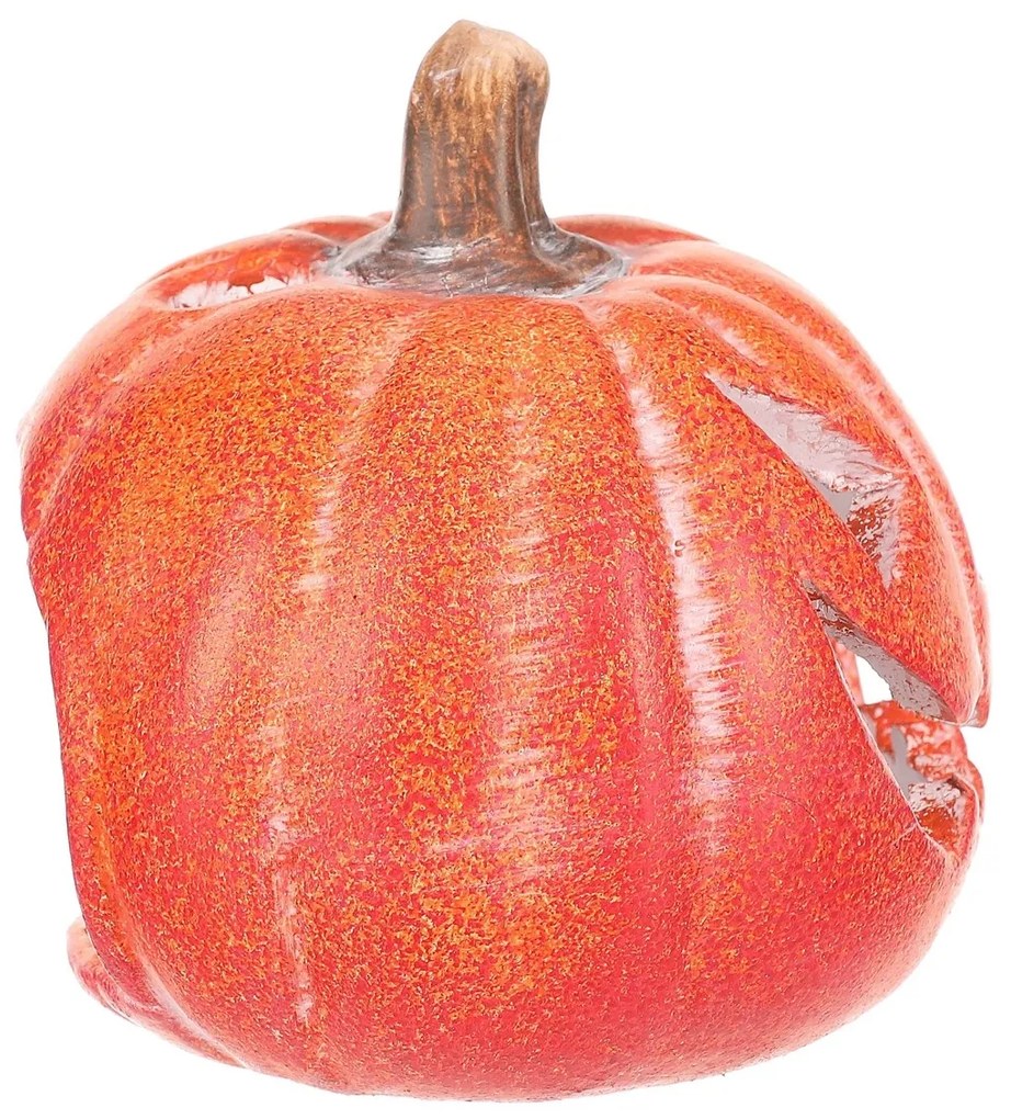 Suport lumânare dovleac cu față, mic, portocaliu,ceramică, diam. 10 cm, diam. 10 cm