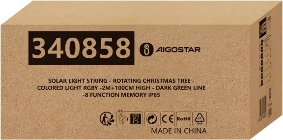 Aigostar - Decorațiune solară de Crăciun cu LED LED/0,59W/3,7V 100 cm IP65 multicolor