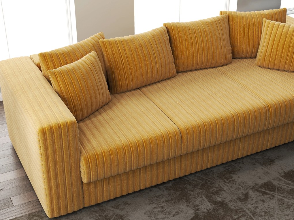 Canapea extensibilă dumonde cu ladă de depozitare si sezut confortabil din spuma high-density, Gloria Ambience Mustar 240x100 cm