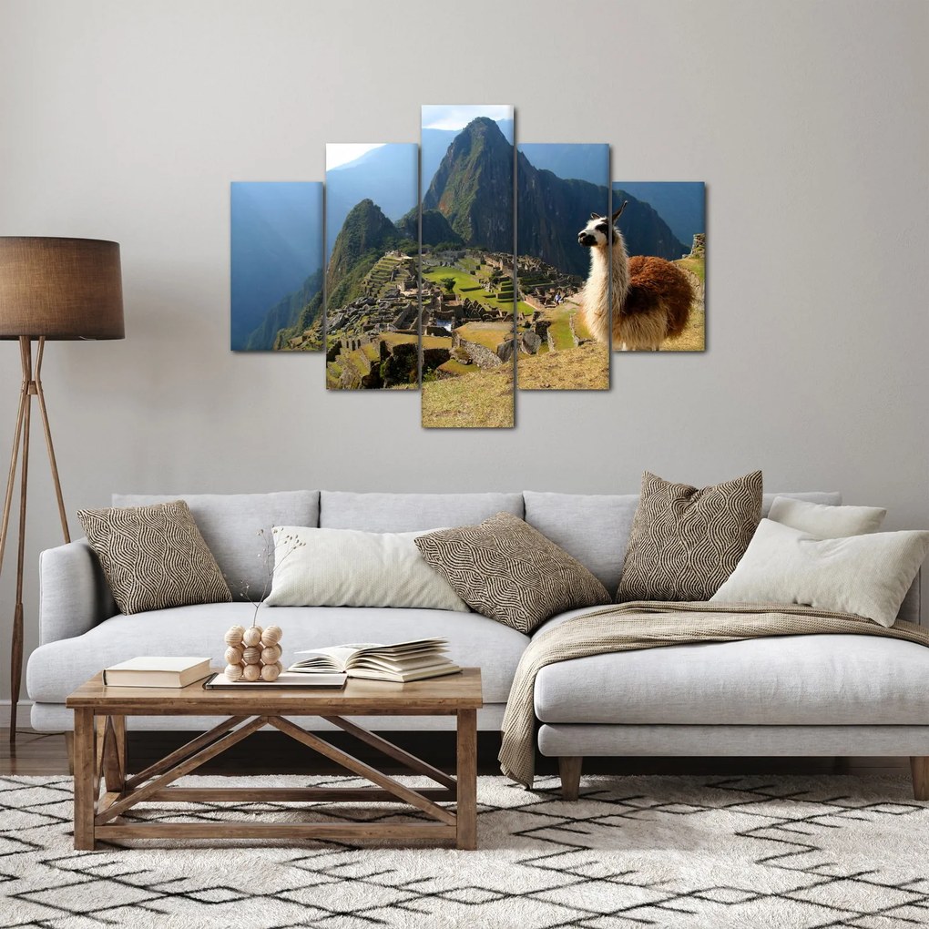 Tablou - Lama și Machu Picchu (150x105 cm)