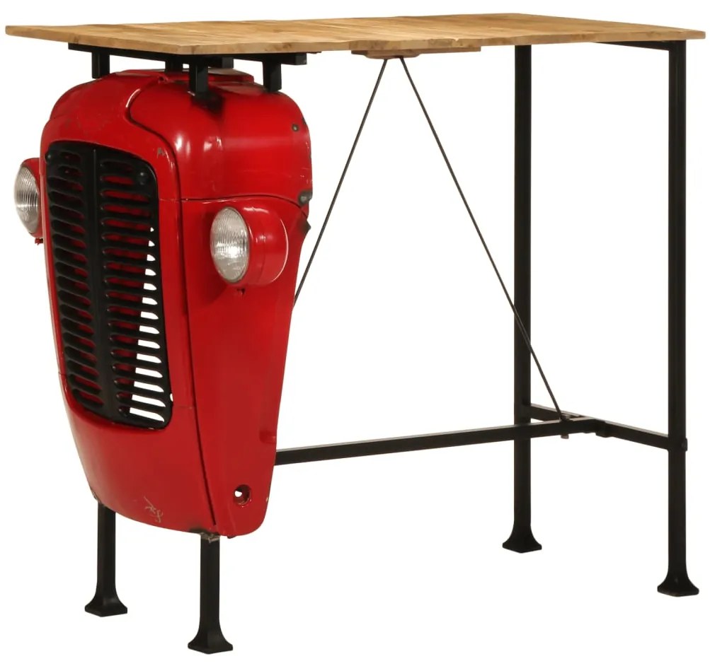 vidaXL Masă bar stil tractor roșu/maro 55x120x107 cm lemn masiv mango