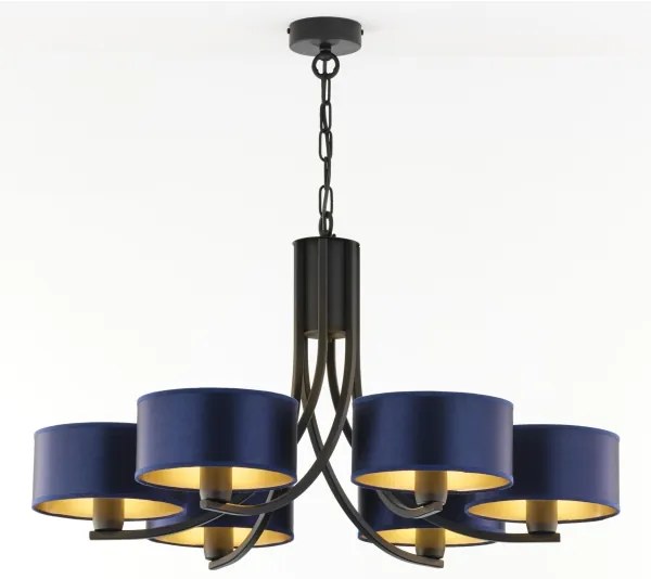 Jupiter 2102 - Candelabru cu lanț ARTHUR 6xE27/15W/230V albastru/negru