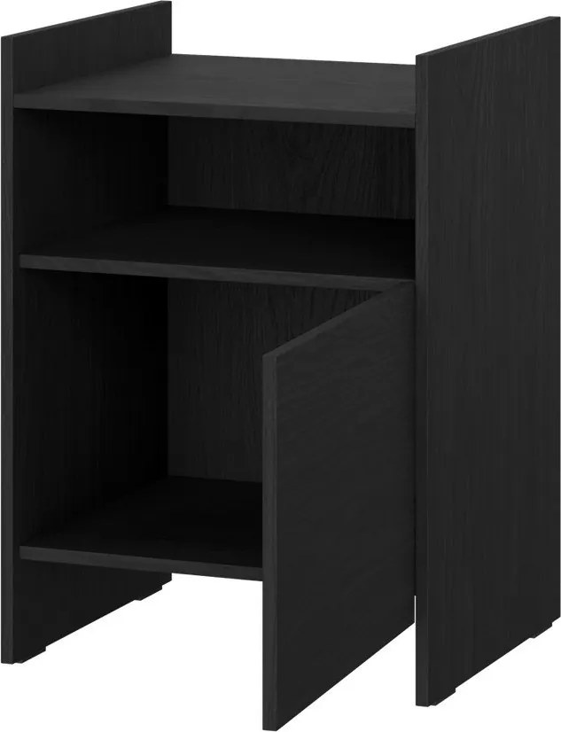 Noptieră neagră cu rafturi Toopt – noo.ma
