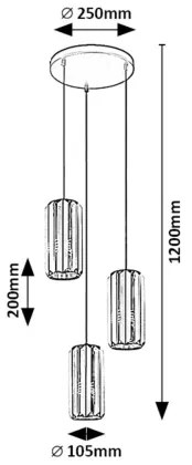 Lustră pe cablu Rabalux 72255 VENESS 3xE27/40W/230V