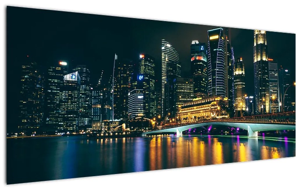 Tablou - Singapore noaptea (120x50 cm)