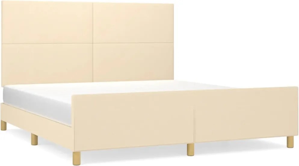 vidaXL Cadru de pat fără saltea, crem, 180x200 cm, textil