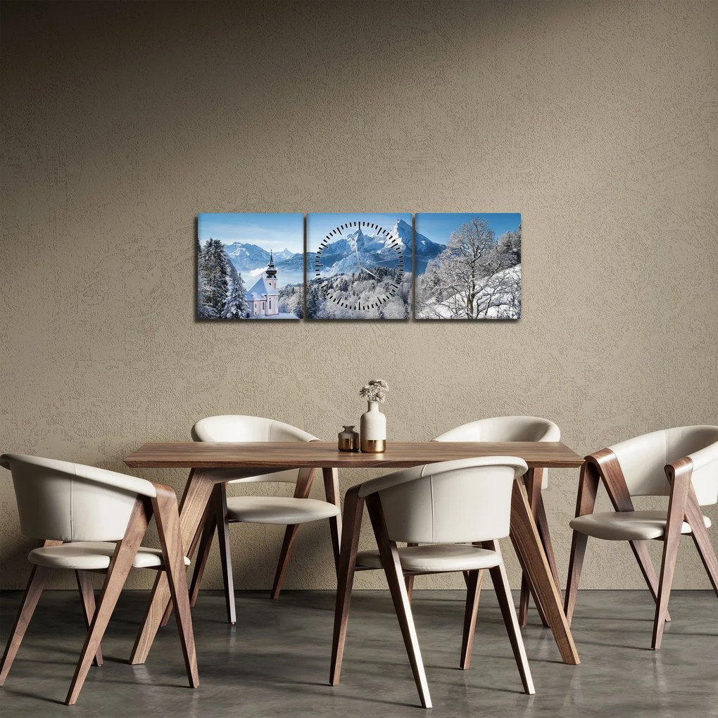 Tablou - Peisaj cu ninsoare (cu ceas) (90x30 cm)