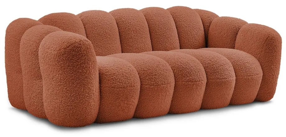 Canapea cărămizie cu tapițerie din țesătură bouclé 232 cm Hippolyte – Bobochic Paris