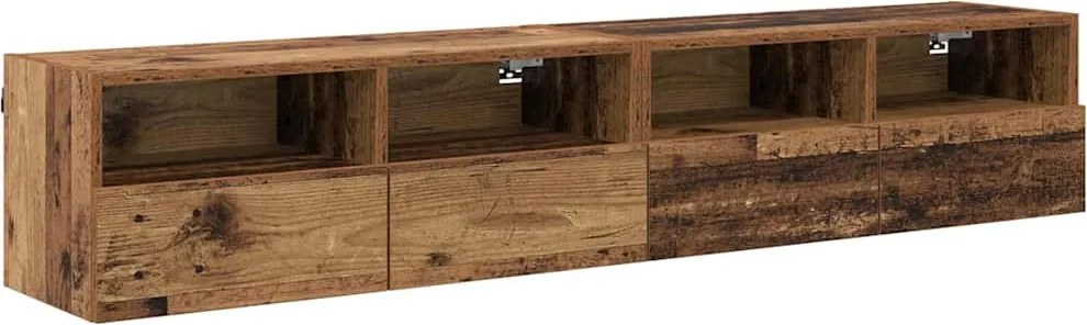 vidaXL Dulapuri pentru TV Pe perete 2 pcs Lemn Vechi 80 x 30 x 30 cm