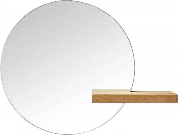 Oglinda rotunda maro din sticla si lemn 50x65,5 cm Shift Small Round Oak Bolia