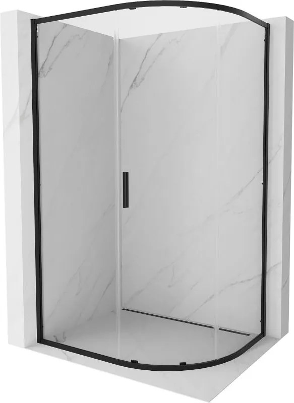 Mexen Exo cabină de duș semirotundă asimetrică glisantă 100 x 90 cm, transparentă, neagră - 8131-100-090-70-00