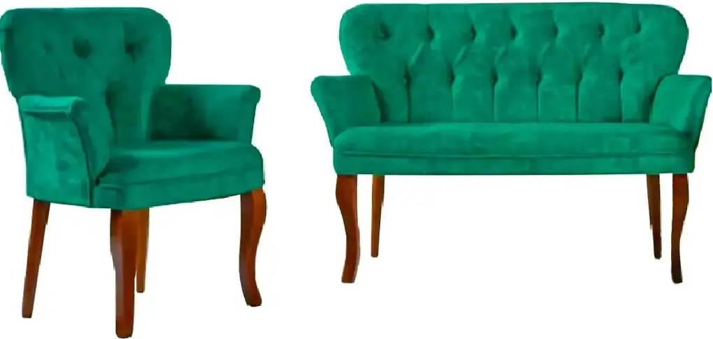 Set canapea 2 locuri cu 1 fotoliu, Cafe ,verde