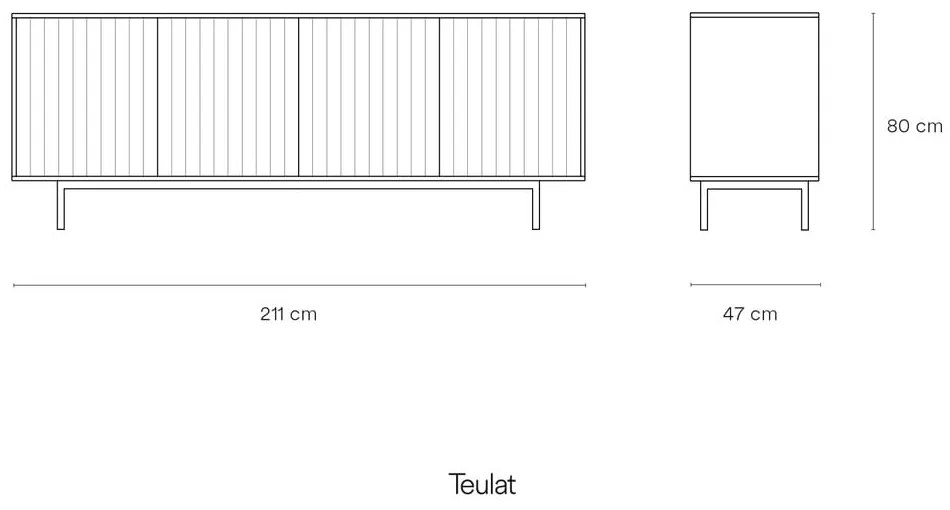 Comodă gri joasă 211x80 cm Sierra – Teulat