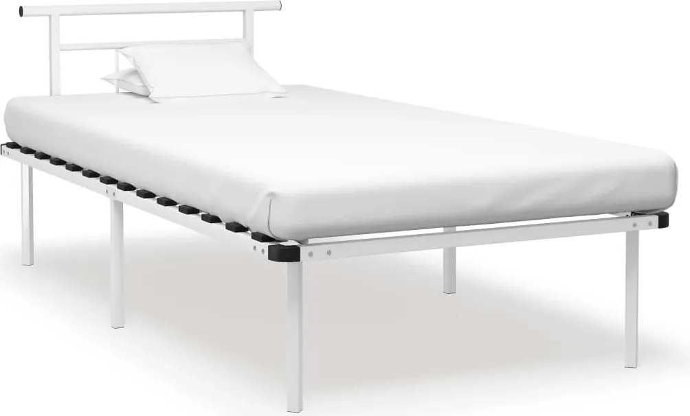 vidaXL Cadru de pat, alb, 100 x 200 cm, metal