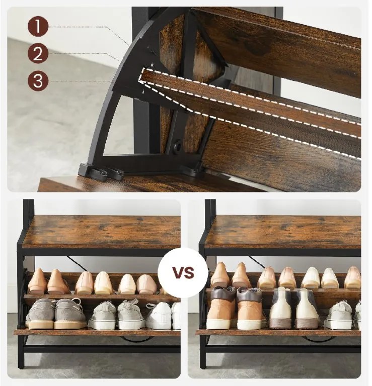 Perete pentru hol TAYLOR cu dulap pentru pantofi 180x85 cm, maro rustic