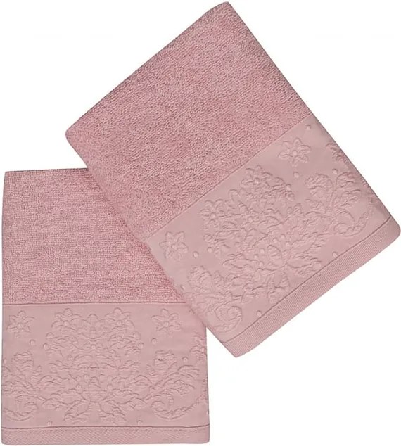 Set Prosoape De Maini Soft Kiss Light Pink, 100% bumbac, 2 bucati, roz, 50x90 cm