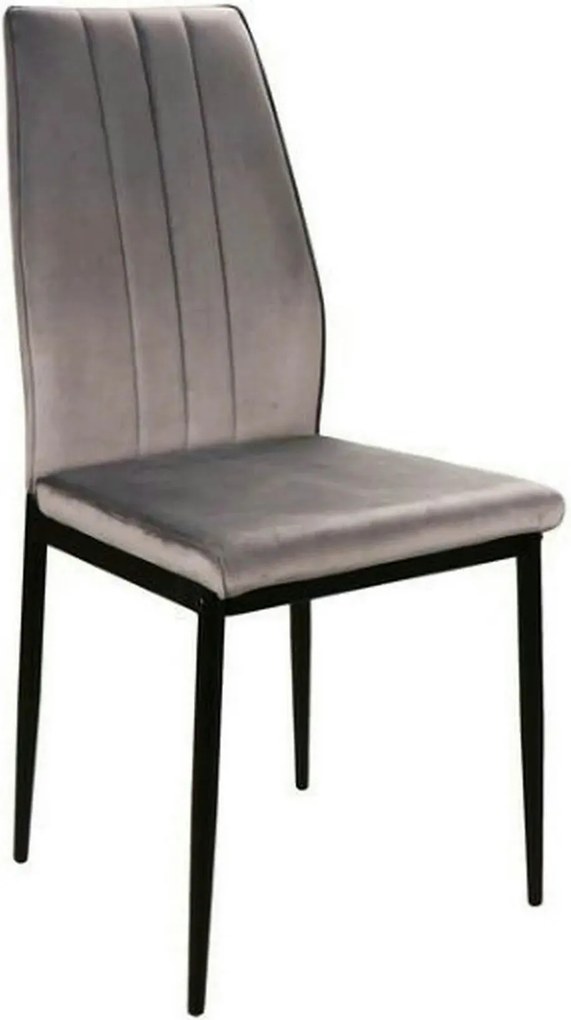 Scaun ATOM, gri/negru, stofa catifelata/metal, 44x39x93 cm