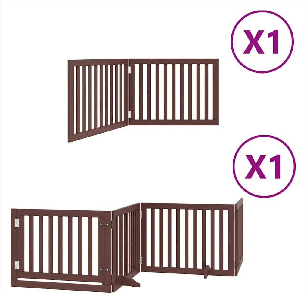 vidaXL Poartă câini pliabilă cu ușă 6 panouri maro, 480 cm, lemn plop