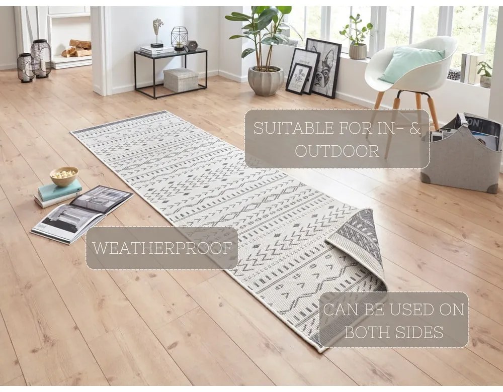 Covor adecvat pentru exterior NORTHRUGS Twin Supreme Mismo, 350 x 80 cm, gri-crem