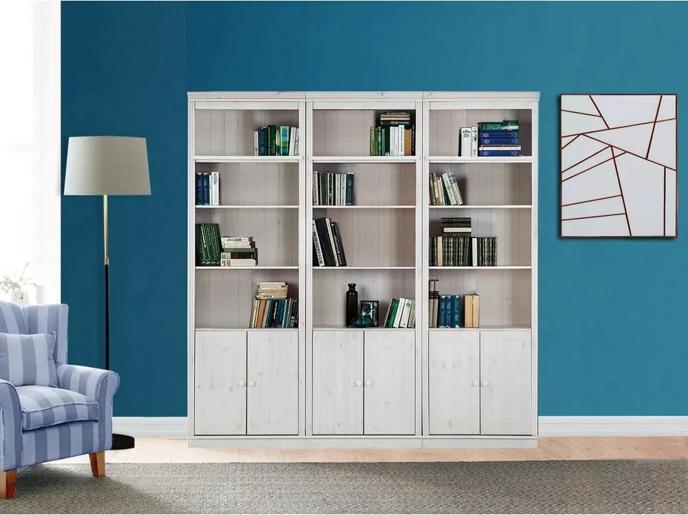 Bibliotecă albă din lemn de pin 222x223 cm Anita – Støraa