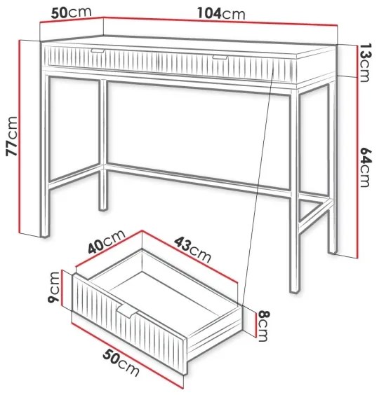 Consolă NOVA, 77x104 cm, alb/auriu